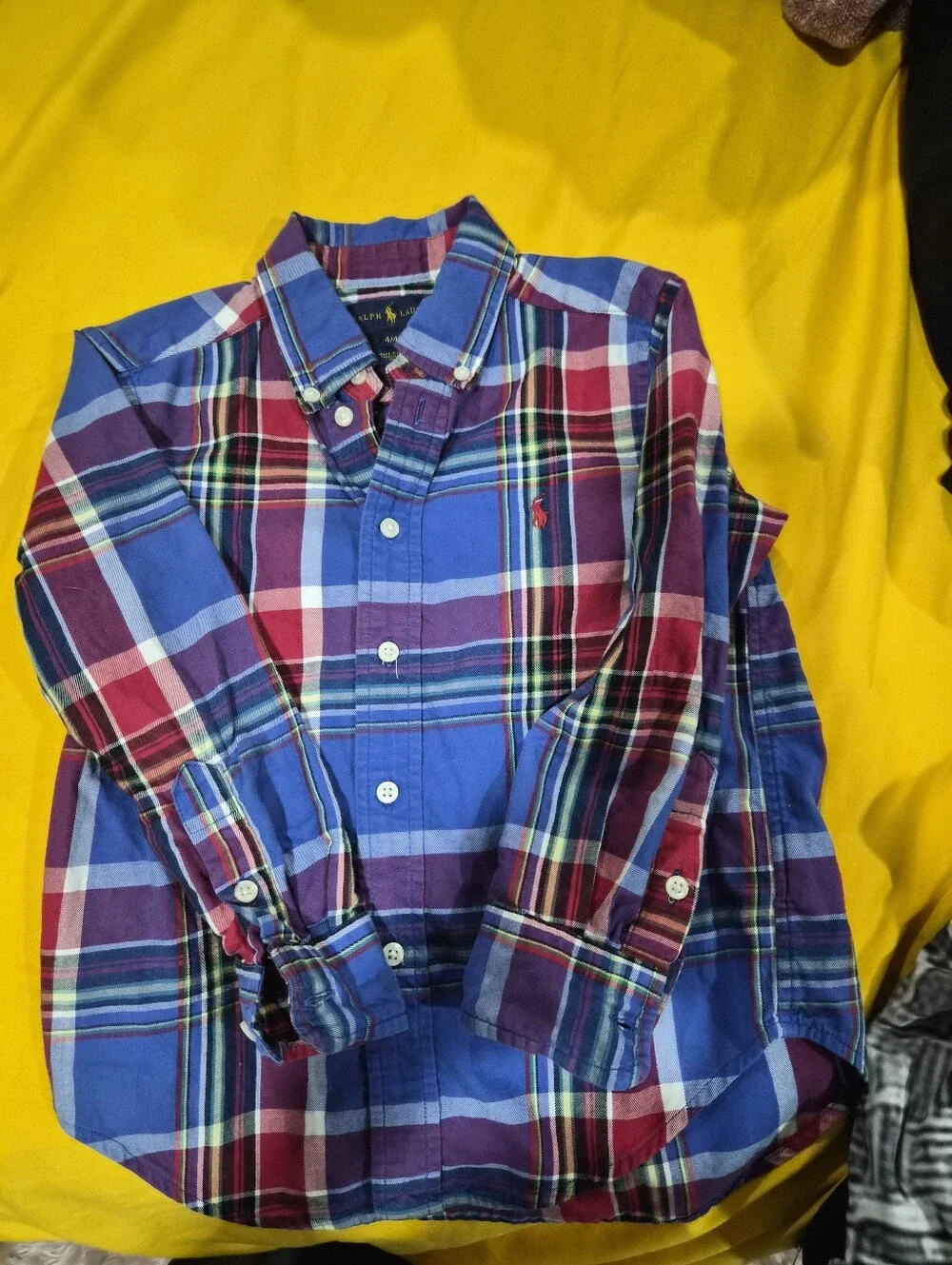 #5 Ralph Lauren Boys Plaid Button-Down Shirt in Blue, Red, Purple